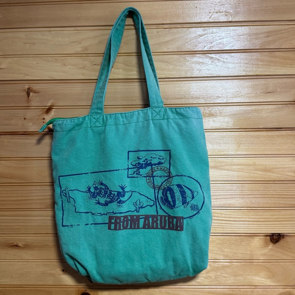 Aruba One Happy Island Green Aruba Tote Bag